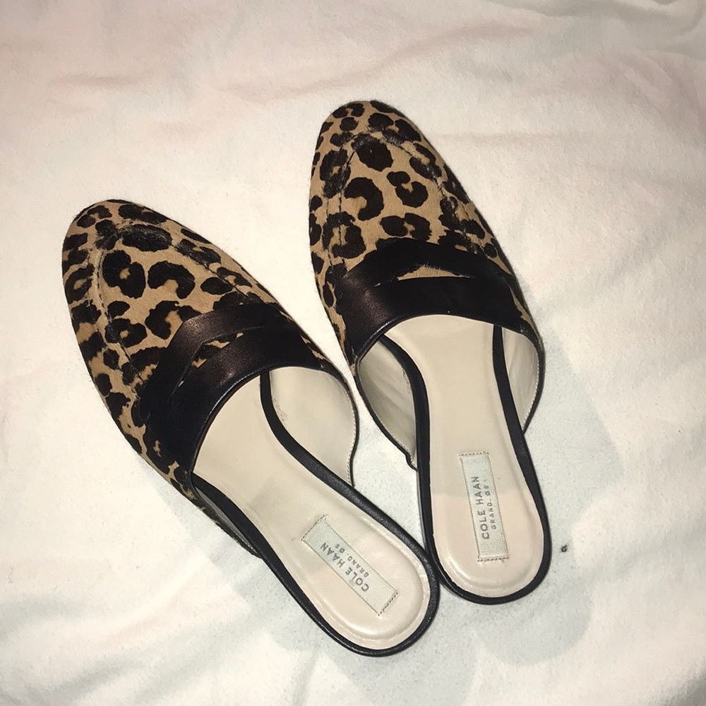 Cole haan leopard print mules